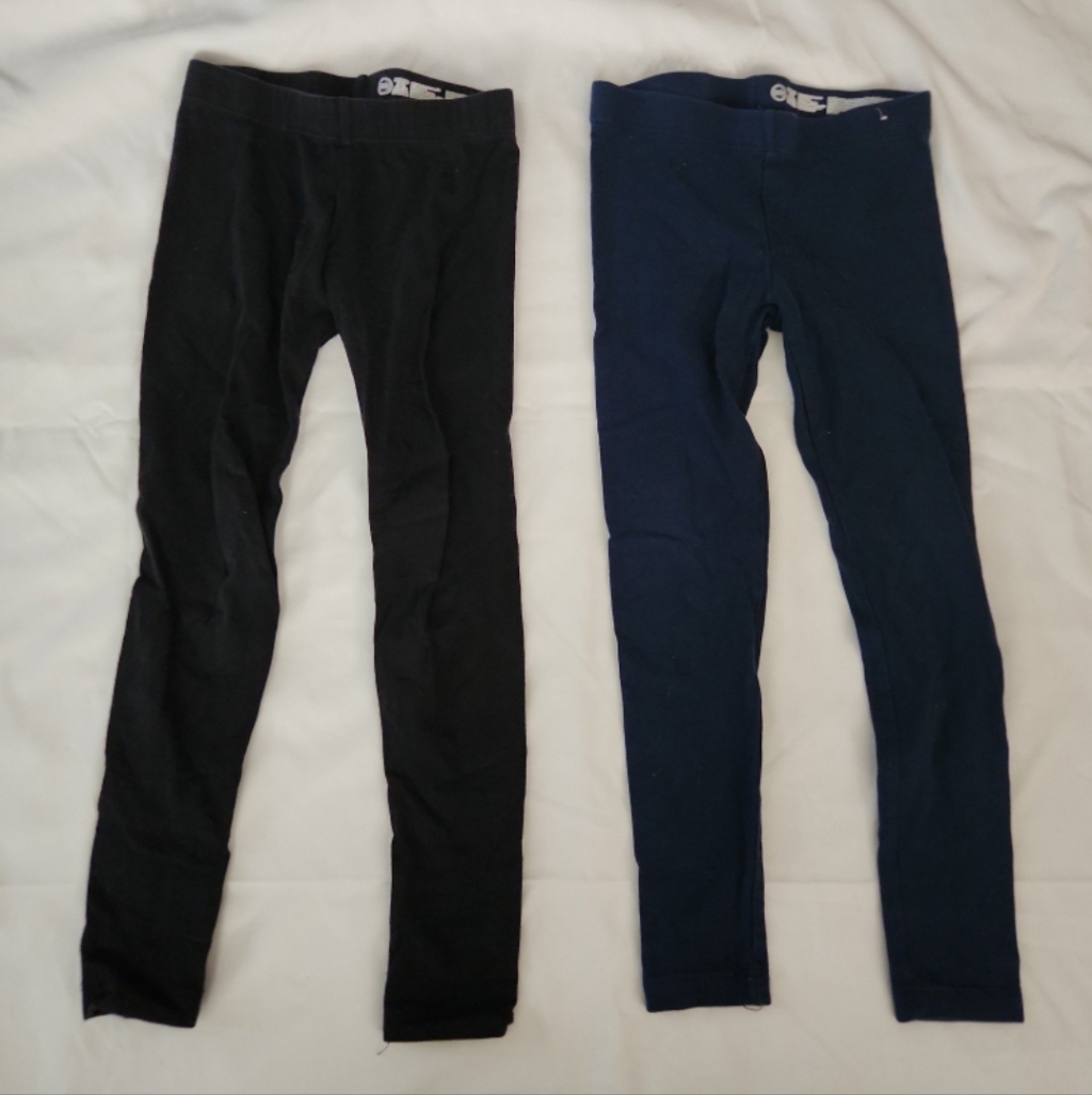 Wonder Nation Girls Size 4-5 Black Blue Set Of 2 Leggings #Tt1